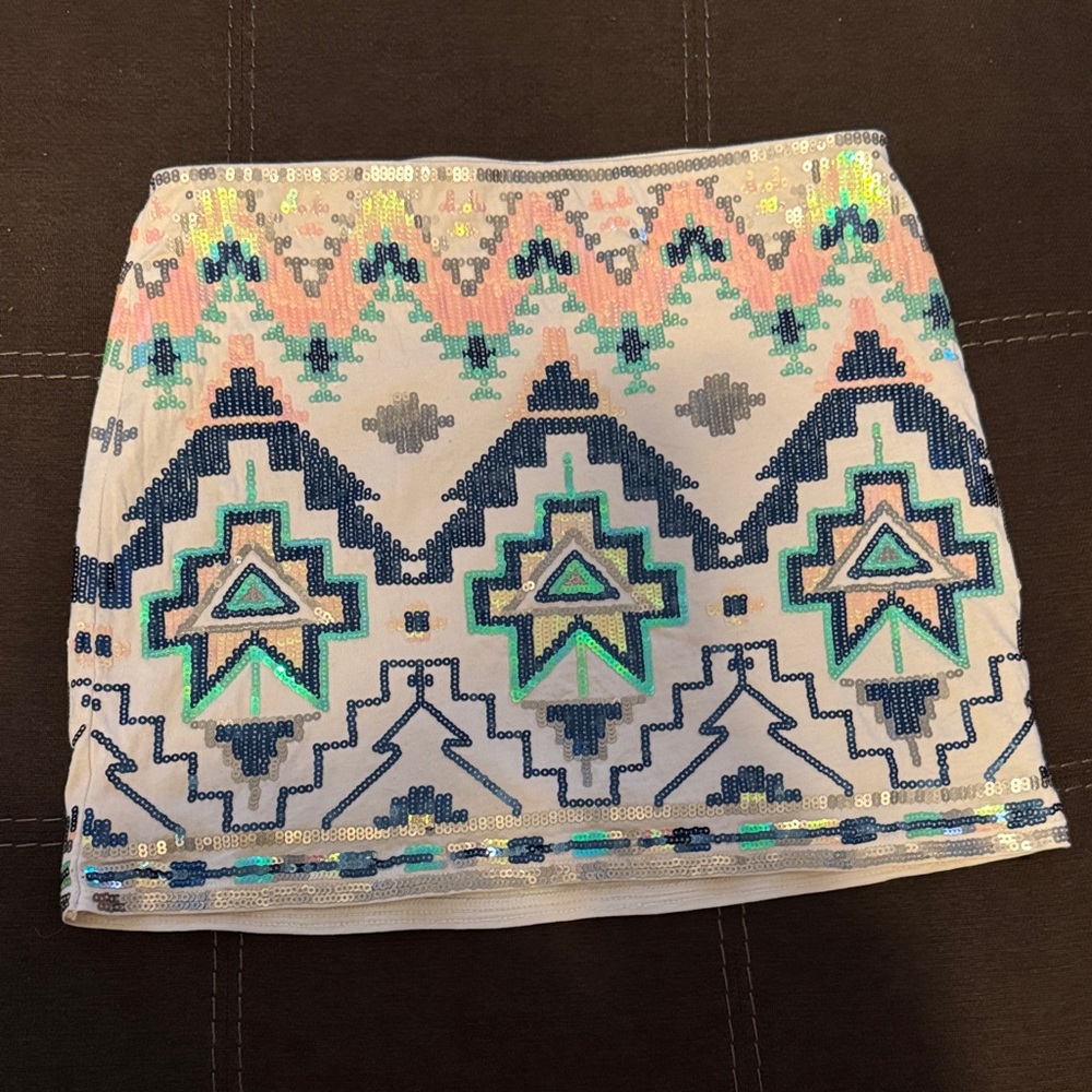 Express Multicolor Sequin Mini Skirt